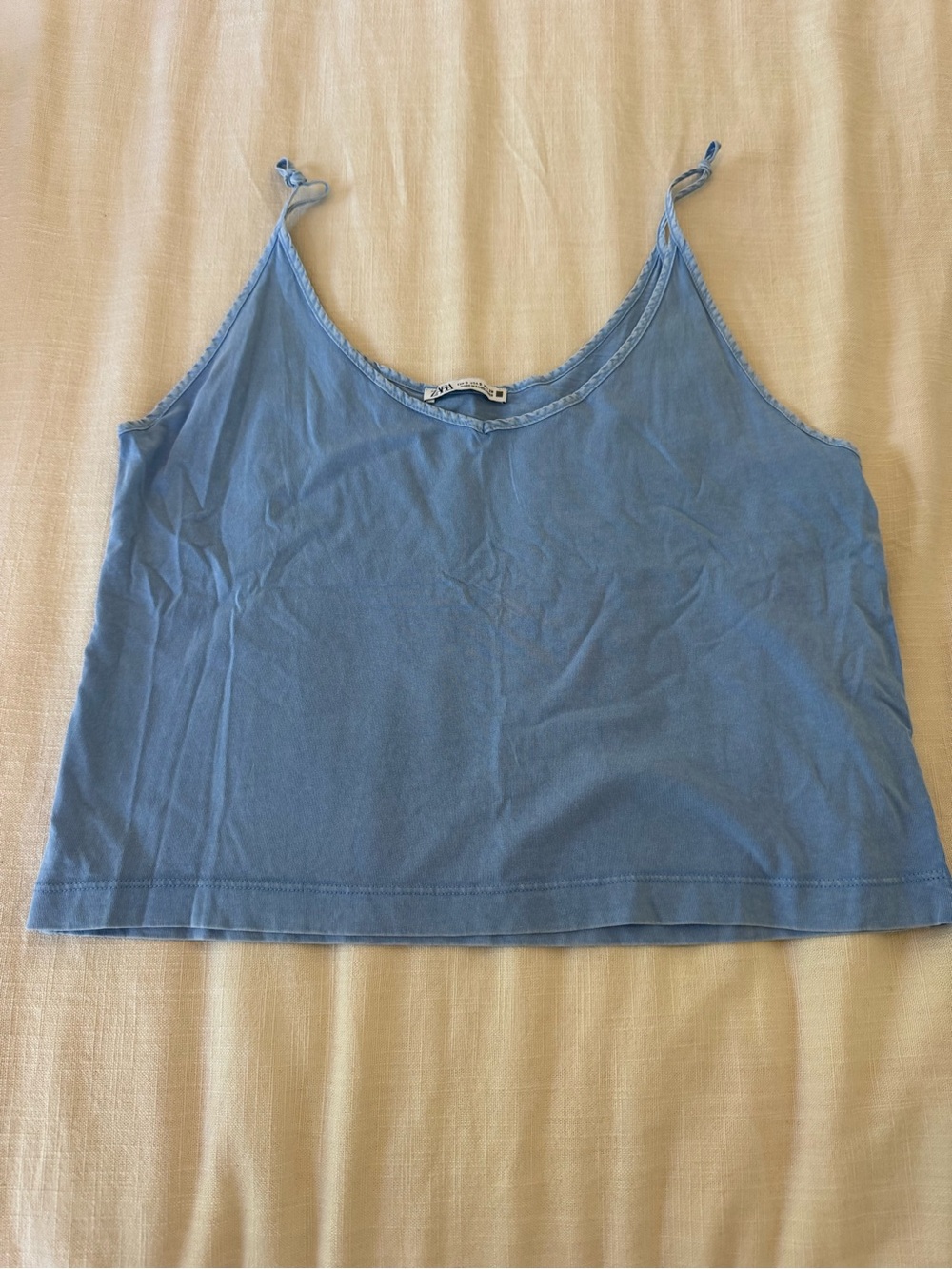 Zara Light Blue Cropped Camisole Tank